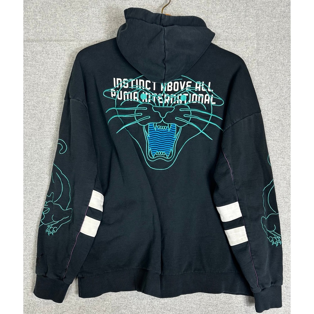 Puma Hoodie Mens L Black Last Dayz International Panther Embroidered Graphic